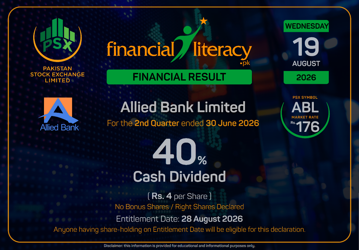 Allied Bank Limited #ABL Recommends 40% Interim Cash Dividend