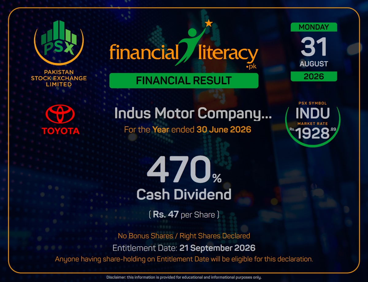 Indus Motor Company Limited #INDU announced 470% Cash Dividend