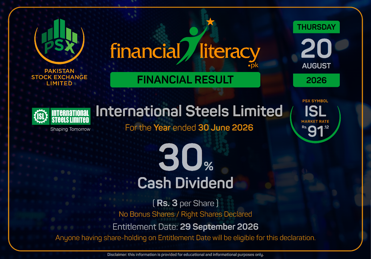 International Steels Limited #ISL Announces 30% Final Cash Dividend