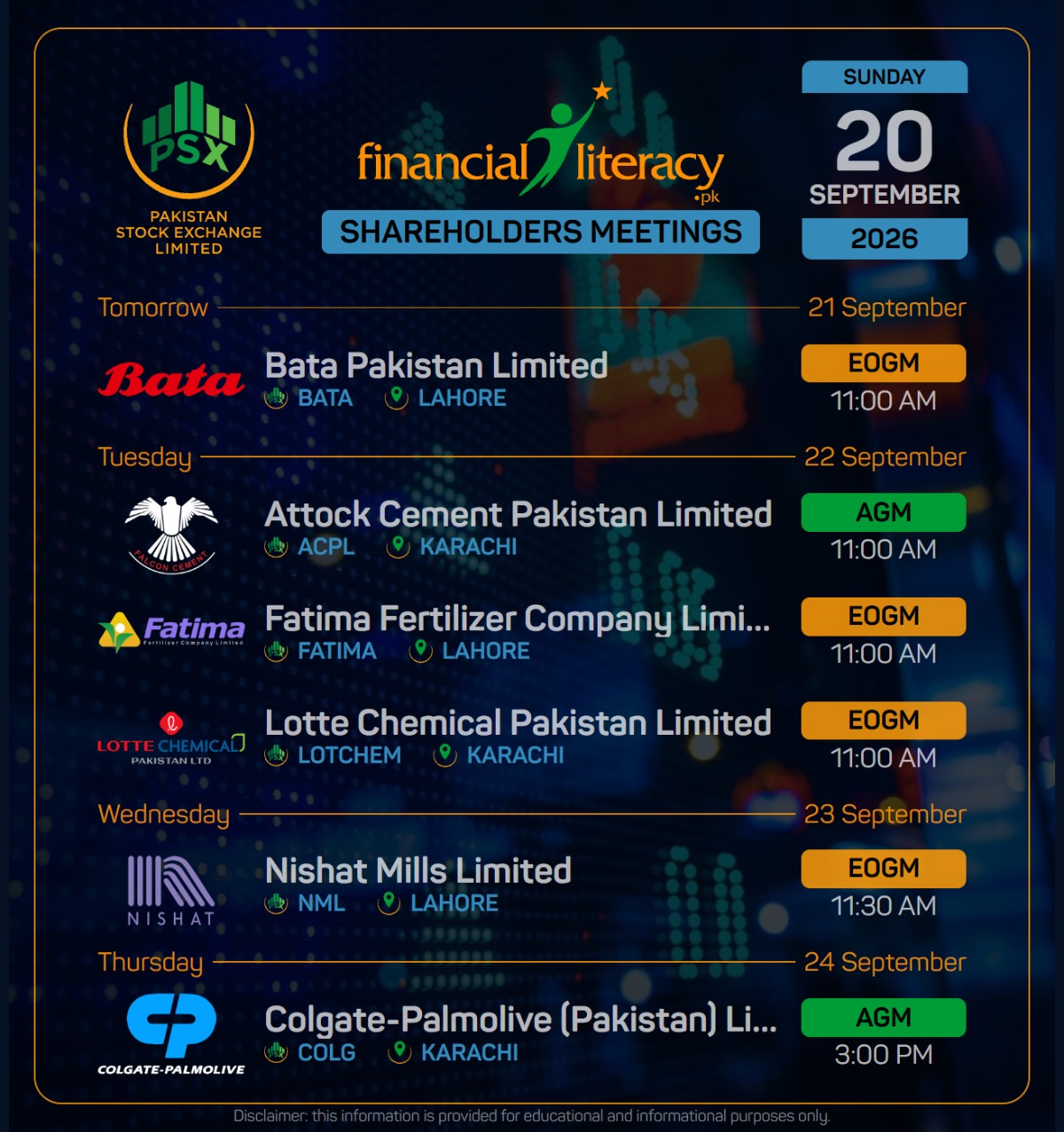 Upcoming Shareholders Meetings: What to Expect on the PSX Floor (Sept 20–26, 2026)