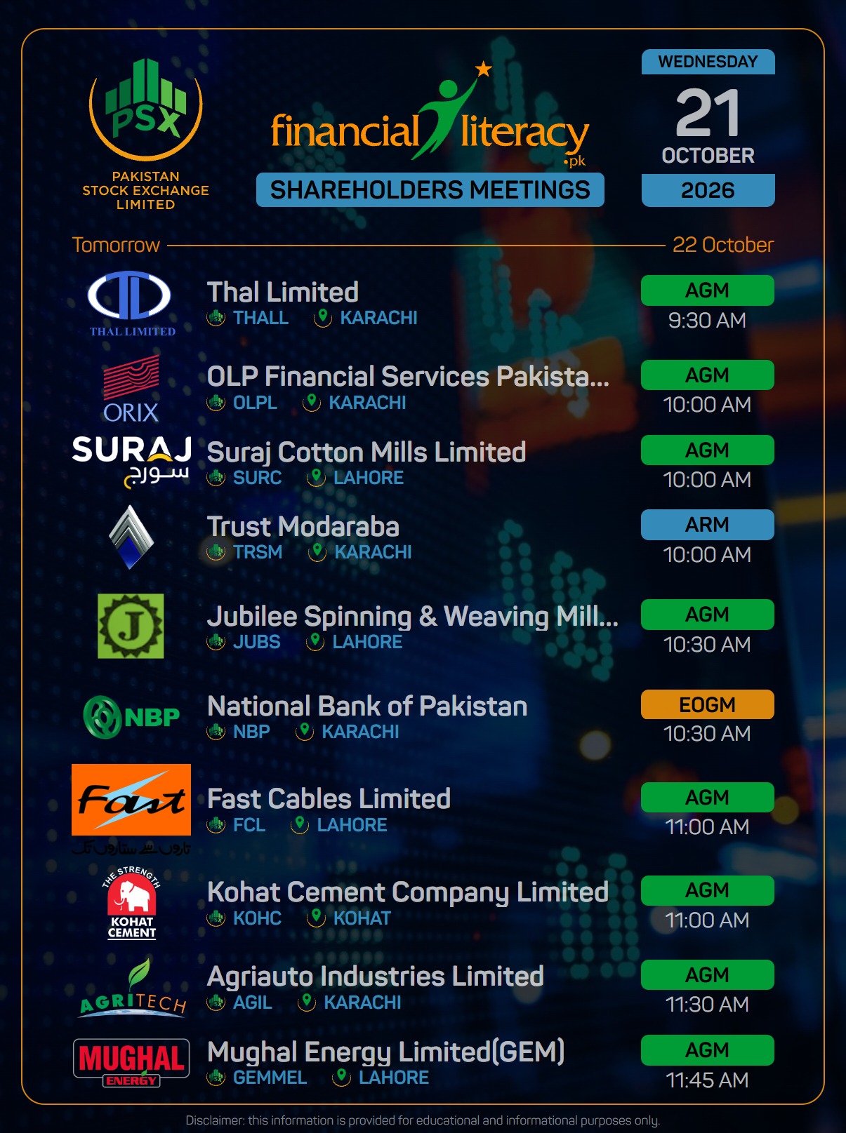 Save the Date. Scheduled Shareholders Meetings for October 22, 2026